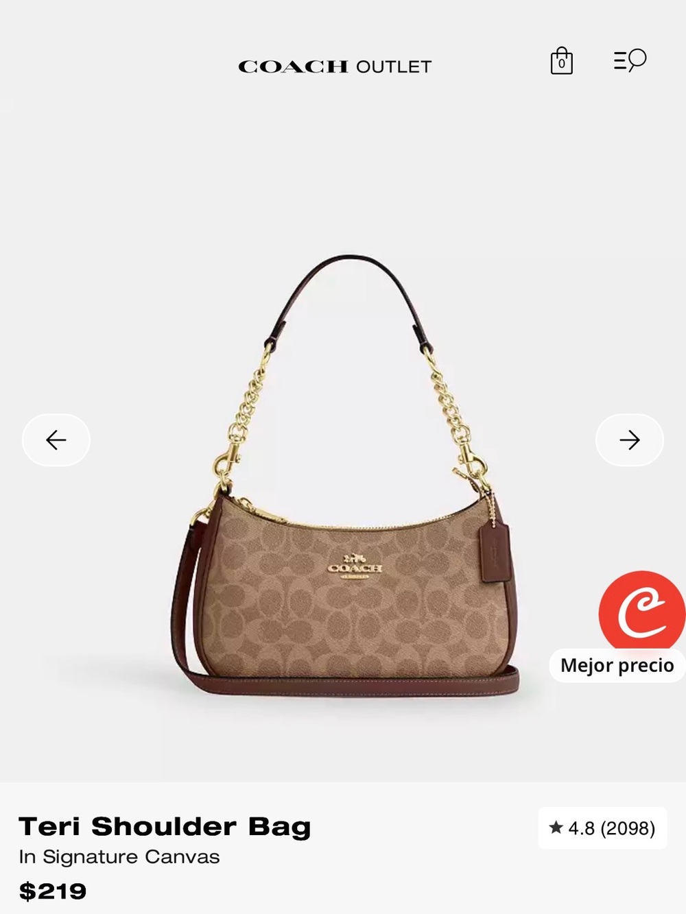 Coach Signature Canvas Shoulder Bag in Brown and Tan